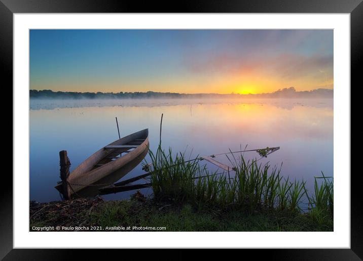 Boats at sunrise Framed Mounted Print by Paulo Rocha