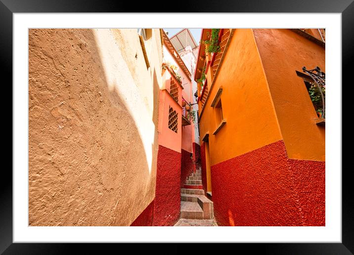 Guanajuato, famous Alley of the Kiss (Callejon del Beso) Framed Mounted Print by Elijah Lovkoff