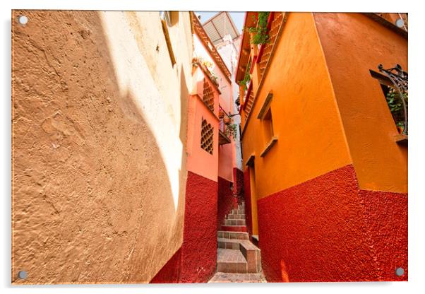 Guanajuato, famous Alley of the Kiss (Callejon del Beso) Acrylic by Elijah Lovkoff