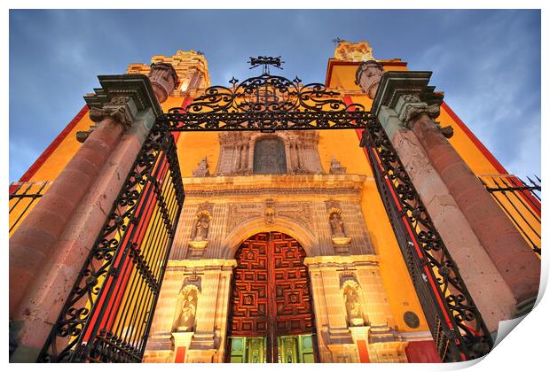Entrance of Basilica of Our Lady of Guanajuato  Print by Elijah Lovkoff