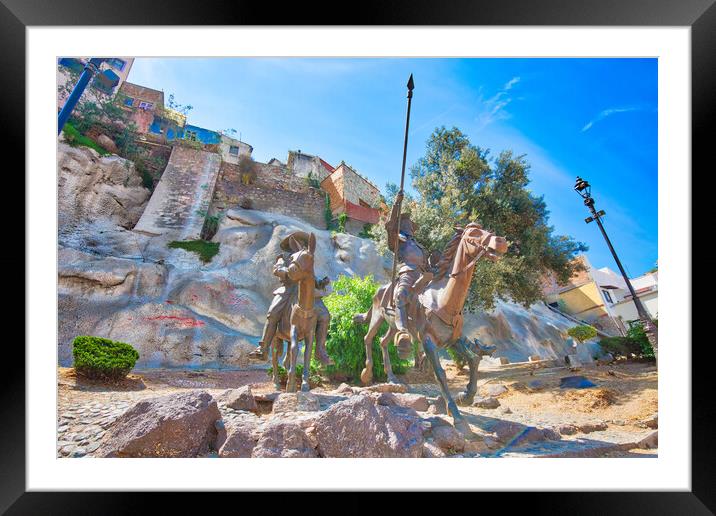 Guanajuato, Mexico, Cervantes monument near the entrance of the old Guanajuato historic city dedicated to Don Quixote, Sancho Panza and other famous characters Framed Mounted Print by Elijah Lovkoff