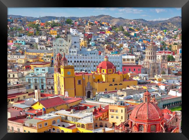 Guanajuato panoramic view from a scenic city lookout Framed Print by Elijah Lovkoff