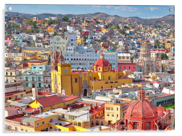 Guanajuato panoramic view from a scenic city lookout Acrylic by Elijah Lovkoff