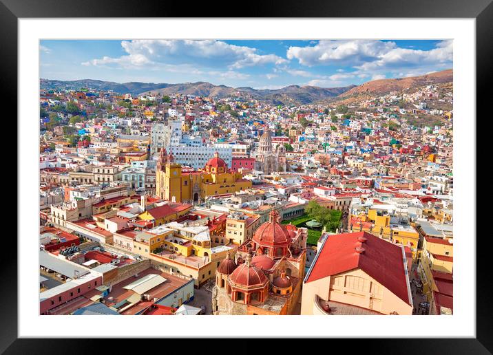 Guanajuato, scenic city lookout and panoramic views from city fu Framed Mounted Print by Elijah Lovkoff