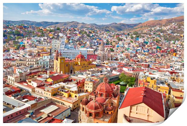 Guanajuato, scenic city lookout and panoramic views from city fu Print by Elijah Lovkoff