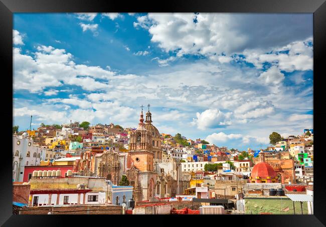 Guanajuato, Mexico, scenic colorful old town streets Framed Print by Elijah Lovkoff