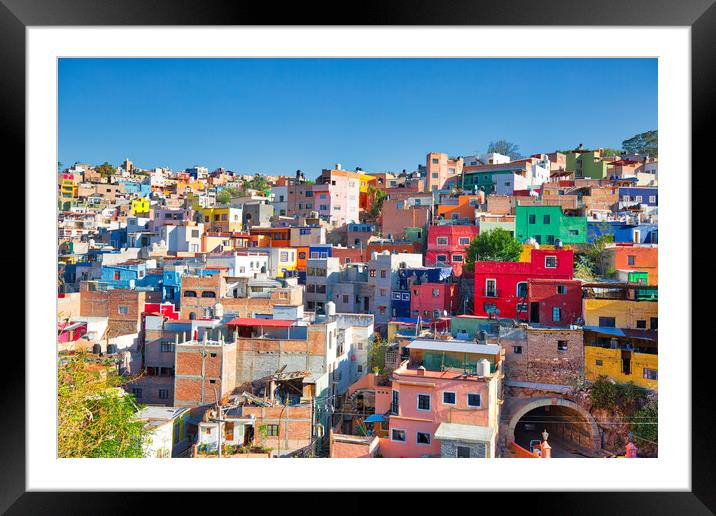 Guanajuato, Mexico, scenic colorful old town streets Framed Mounted Print by Elijah Lovkoff