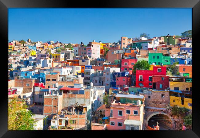 Guanajuato, Mexico, scenic colorful old town streets Framed Print by Elijah Lovkoff