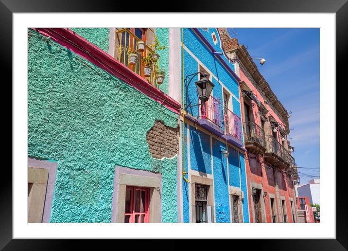 Guanajuato  cobbled streets and traditional colorful colonial  archit Framed Mounted Print by Elijah Lovkoff