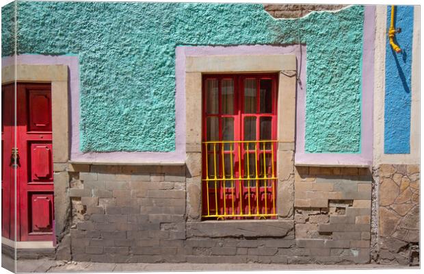 Guanajuato cobbled streets and traditional colorful colonial  archit Canvas Print by Elijah Lovkoff