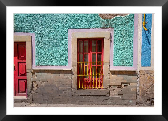 Guanajuato cobbled streets and traditional colorful colonial  archit Framed Mounted Print by Elijah Lovkoff