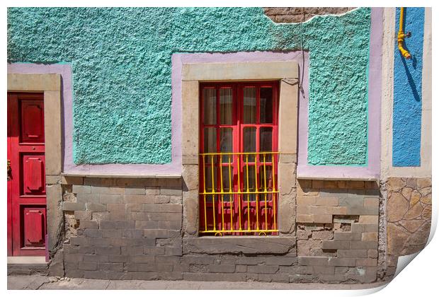 Guanajuato cobbled streets and traditional colorful colonial  archit Print by Elijah Lovkoff