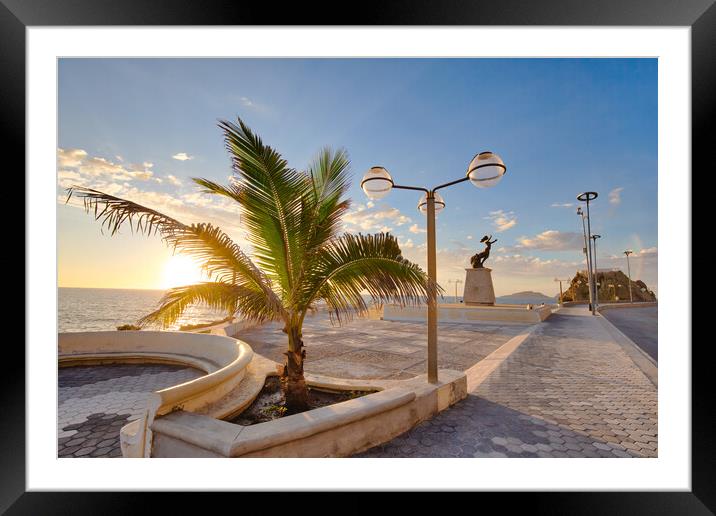 Mazatlan, Mexico,  Famous Mazatlan sea promenade (El Malecon) with ocean lookouts and scenic landscapes Framed Mounted Print by Elijah Lovkoff