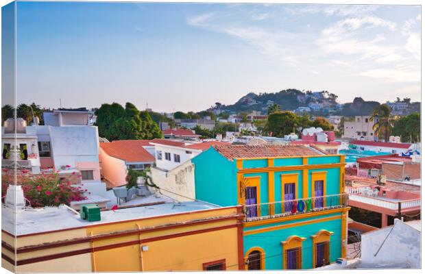 Mexico, Mazatlan, Colorful old city streets in historic city center Canvas Print by Elijah Lovkoff