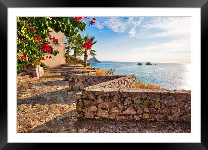 Panoramic view of the Mazatlan scenic sea shire line Framed Mounted Print by Elijah Lovkoff