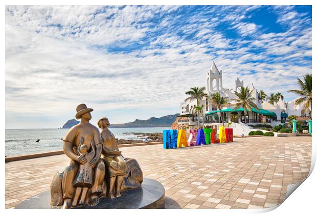 Mazatlan, Mexico, Big Mazatlan Letters at the entrance to Golden Zone (Zona Dorada), a famous touristic beach and resort zone Print by Elijah Lovkoff