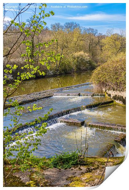 River Stour Weir at Fiddleford Mill Print by colin chalkley