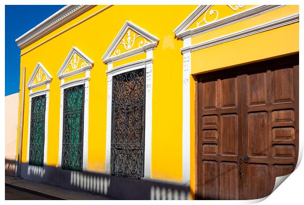 Scenic colorful colonial Merida streets in Mexico, Yucatan Print by Elijah Lovkoff