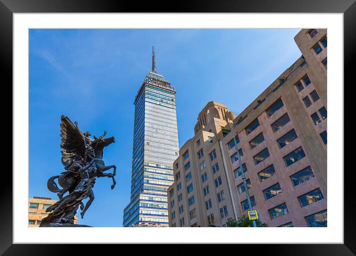 Mexico, Mexico City, Landmark tower Torre Latinoamericana near the Alameda Central Park Framed Mounted Print by Elijah Lovkoff