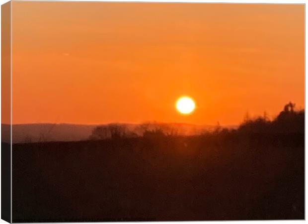 Sunset across the Weald of Kent Canvas Print by Deborah Welfare