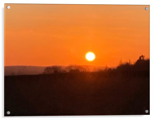 Sunset across the Weald of Kent Acrylic by Deborah Welfare