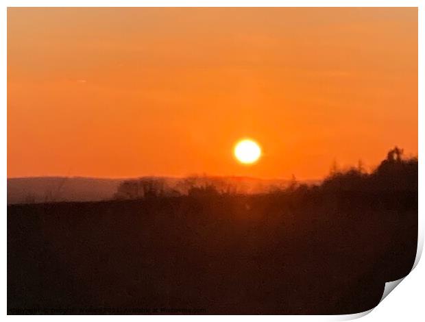 Sunset across the Weald of Kent Print by Deborah Welfare