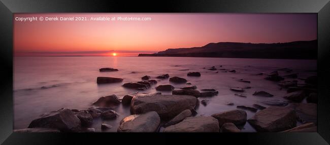 Kimmeridge Bay Sunset (panoramic) Framed Print by Derek Daniel