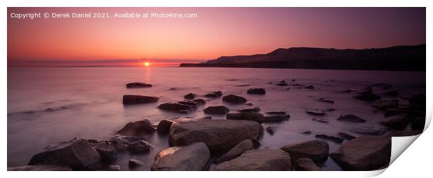 Kimmeridge Bay Sunset (panoramic) Print by Derek Daniel