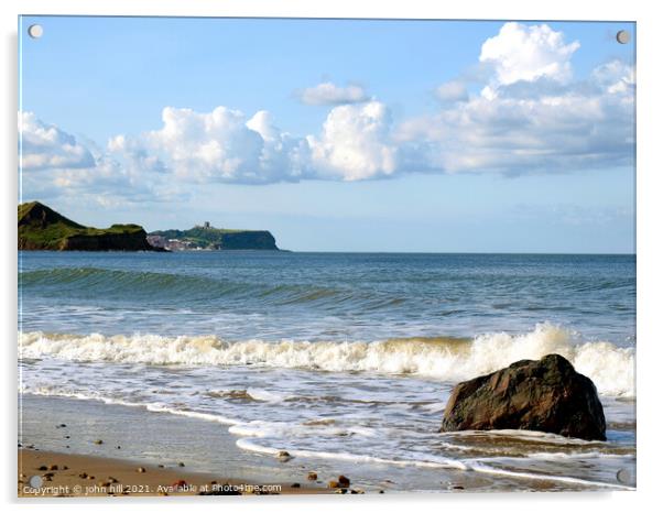 Scarborough coastline from Cayton Bay in Yorkshire. Acrylic by john hill