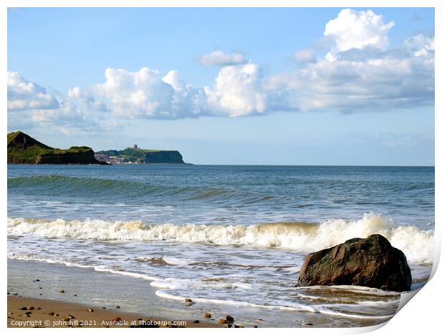 Scarborough coastline from Cayton Bay in Yorkshire. Print by john hill