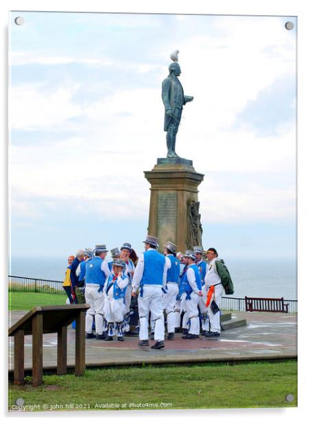 Morris dancers rest break at Whitby. Acrylic by john hill