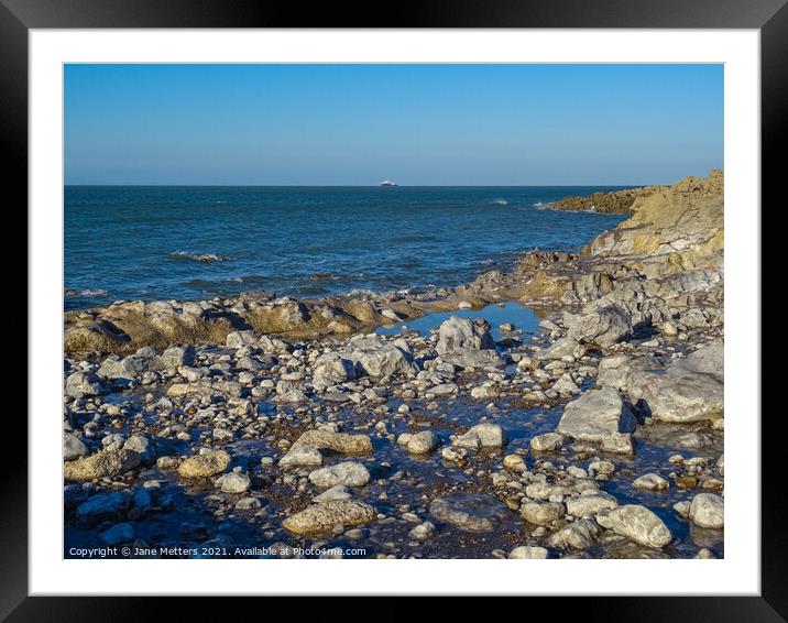 Rocks on the Beach  Framed Mounted Print by Jane Metters