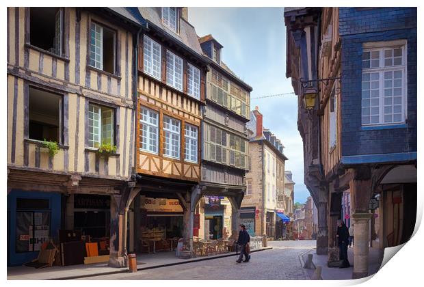 Medieval streets of Dinan, Brittany, France - 3 Print by Jordi Carrio