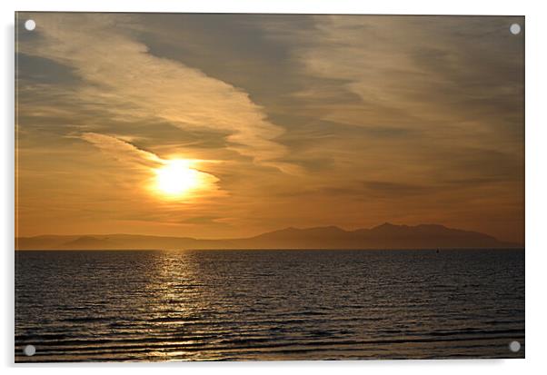 Isle of Arran sunset, seen from Ayr Acrylic by Allan Durward Photography