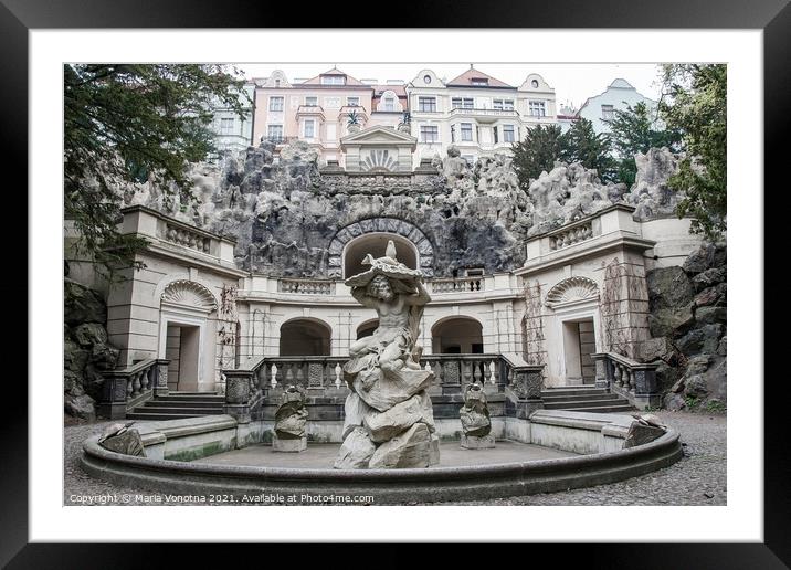 Fountain with Neptune statue Framed Mounted Print by Maria Vonotna
