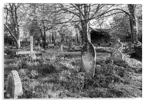 st illogan churchyard Acrylic by keith sutton