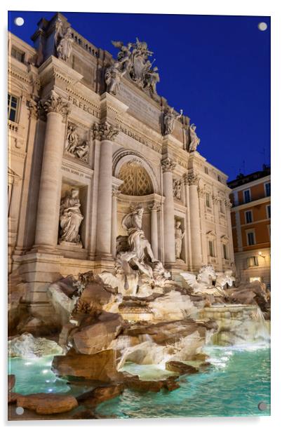 Trevi Fountain At Night In Rome Acrylic by Artur Bogacki