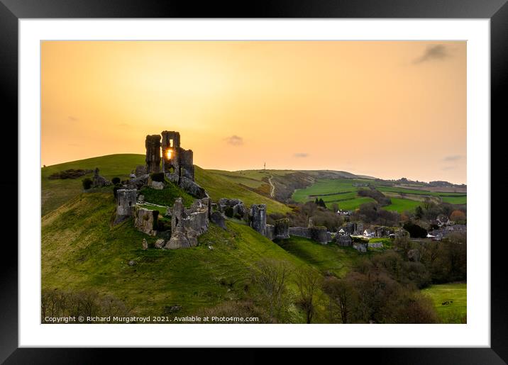 Sunrise Through the Castle Framed Mounted Print by Richard Murgatroyd