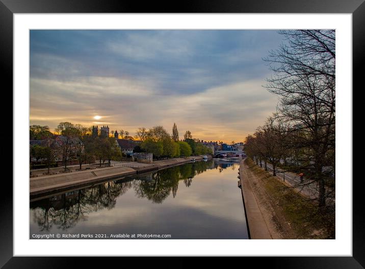 Dawn across the River Ouse and York Minster Framed Mounted Print by Richard Perks
