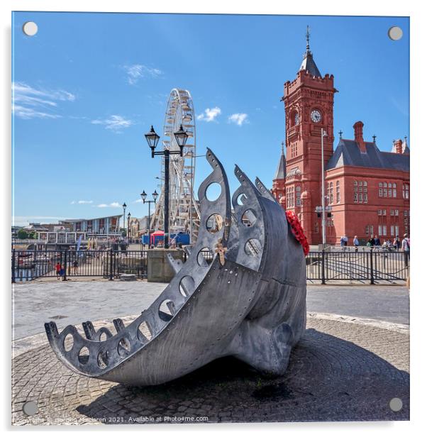 Merchant Seafarers War Memorial Sculpture, Cardiff Acrylic by Gordon Maclaren