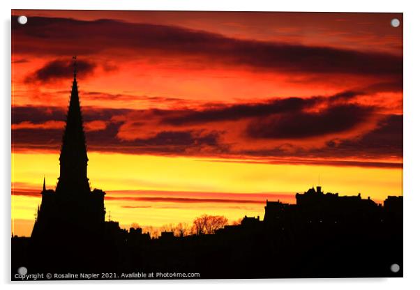 Edinburgh sunrise Acrylic by Rosaline Napier