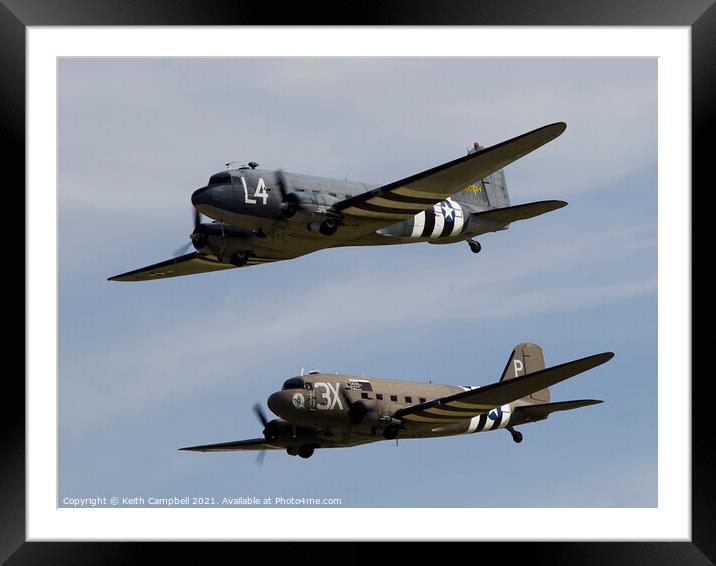 DC-3 Dakota Pair Framed Mounted Print by Keith Campbell