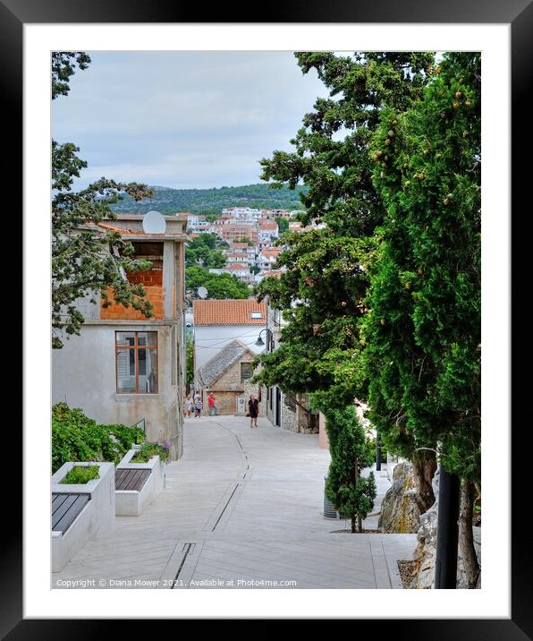 Primosten Old town Croatia Framed Mounted Print by Diana Mower