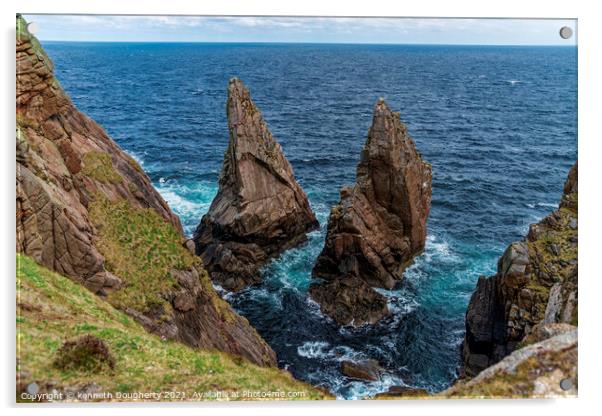 Tory Island sea stacks Acrylic by kenneth Dougherty