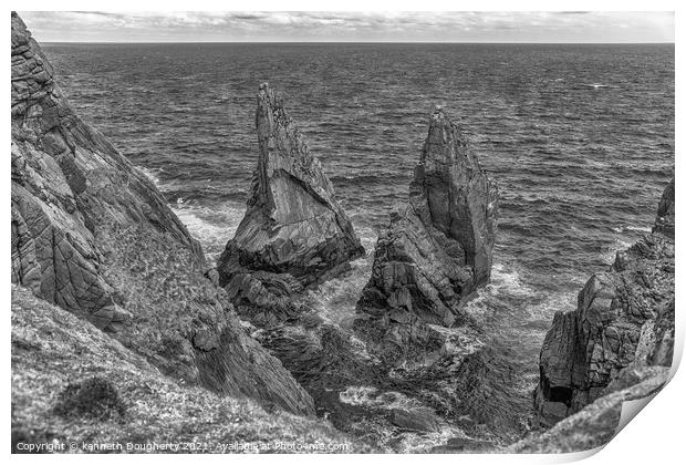 Tory Island sea stacks Print by kenneth Dougherty