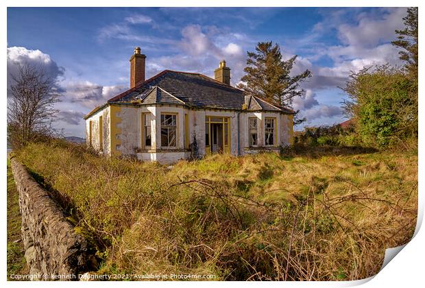 Derelict cottage Print by kenneth Dougherty