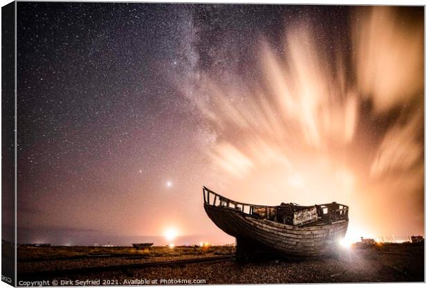 Shipwreck at Night, Dungeness Canvas Print by Dirk Seyfried