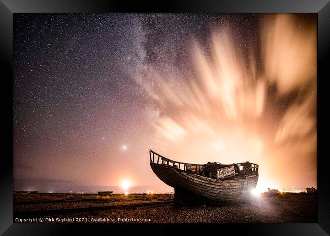 Shipwreck at Night, Dungeness Framed Print by Dirk Seyfried