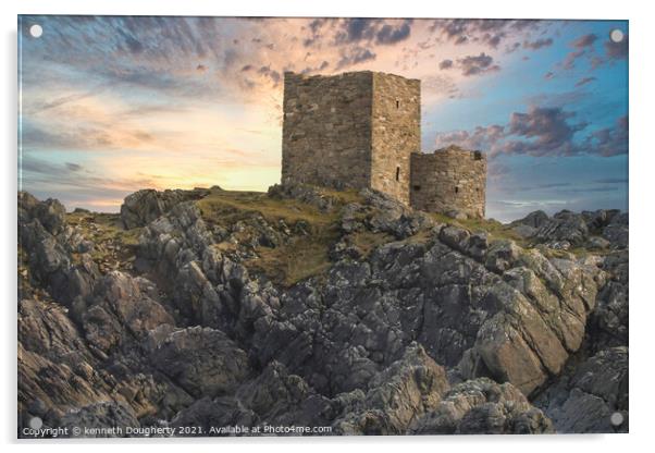 Carrickabraghy castle O`Doherty Acrylic by kenneth Dougherty