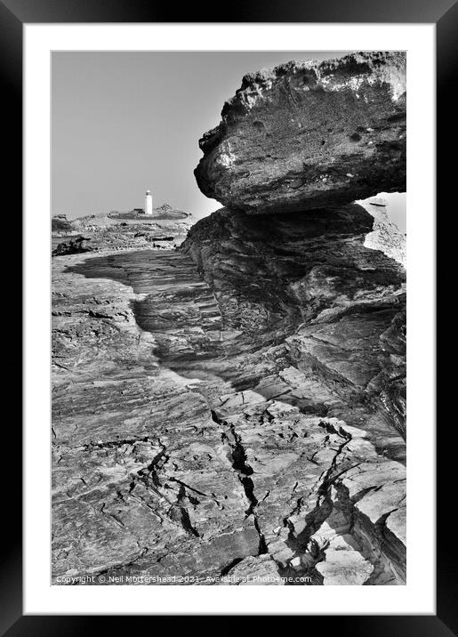 Godrevy Lighthouse, Cornwall. Framed Mounted Print by Neil Mottershead
